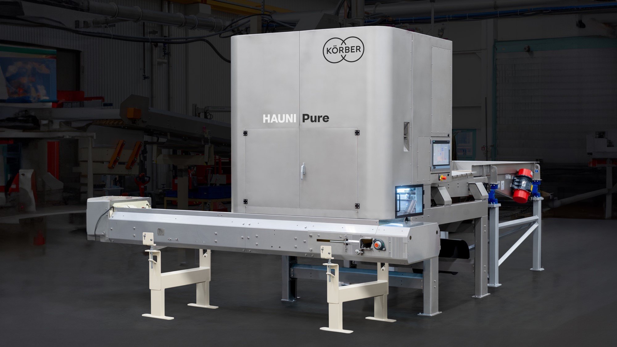 HAUNI Pure sorter is shown in a shopfloor environment.